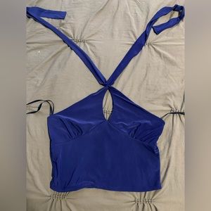 Royal Blue halter top with tie around neck straps